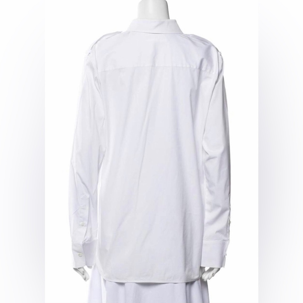 Helmut Lang Gathered Button-Front Long Sleeve Knot White Shirt | S - Picture 2 of 8